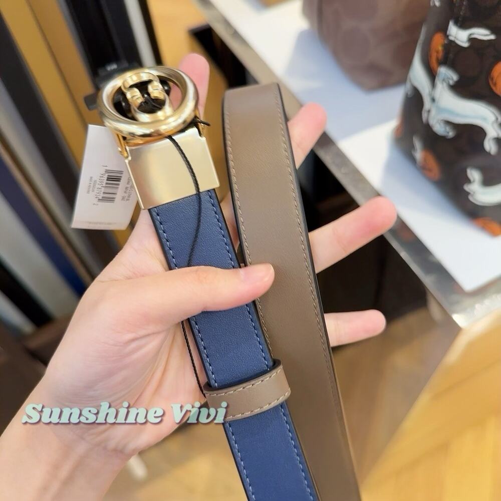 NWT Coach Signature Buckle Cut To Size Belt 25 Mm CZ444 Deep Blue Dark Stone - Picture 4 of 6